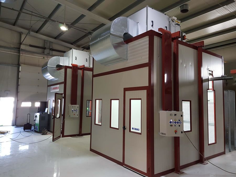 Impianto doppia cabina di verniciatura pressurizzata S.C. High Tech Tecnosky (Romania) - Progetti Ardesia